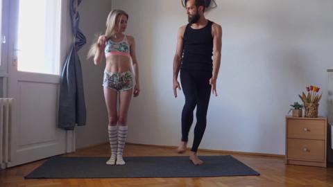 Twisted downward dog debauchery, sweaty sex meets downward facing dog, ass🍑 upward