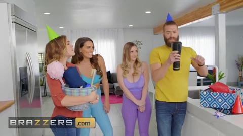 Lesbian roommates Codi Vore and Nolina Nyx give birthday boy a filthy 3-way surprise gift
