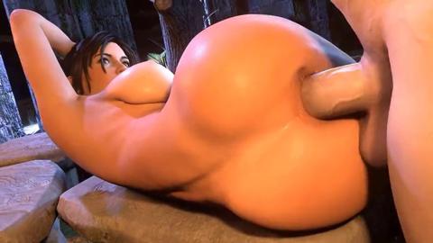 Tommy shoots his wad on Lara Croft's buxom bod, ravaging her cooch and cake