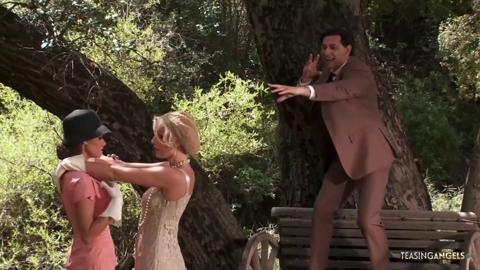 The milis seduced the guy in a deserted area, their three-way romp was insane