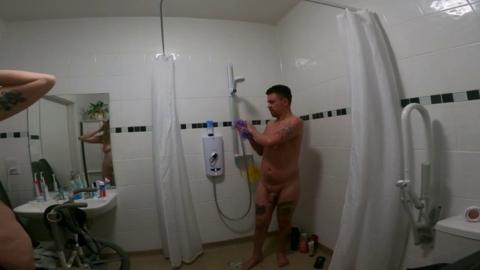 Step mom surprises step son with intense blowjob in the shower🚿.