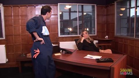 Blonde boss gets ravaged by horny🥵 janitor who unloads his hard rod inside her tight corporate cage