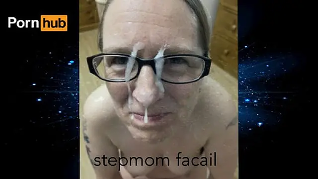 milf gives first facial while wearing her glasses