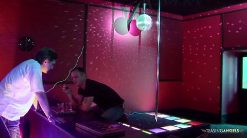 Sexy seductress gets pounded by two massive cocks in a raunchy bar bash