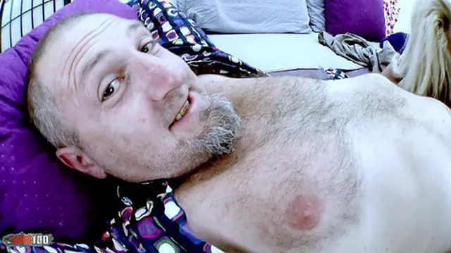 Big nasty mature MILF rides two cocks deep down her gaping throat