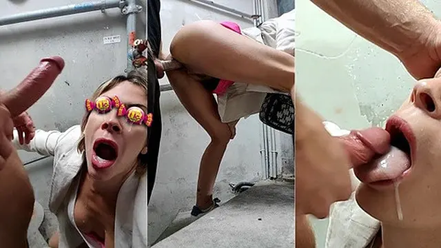 Older woman explores a mall with a young lover′s intense pursuit