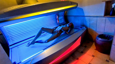 German slender blonde MILF gets brutal fuck in solarium