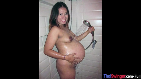 Horny🥵 Pregnant Thai MILF, Pat, Huge Belly Fuck in POV