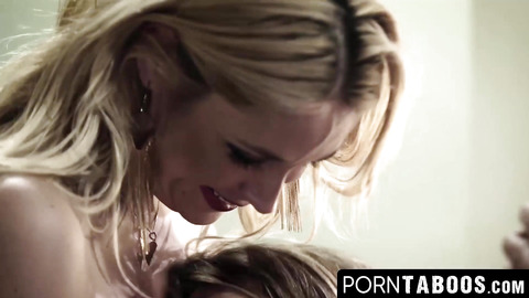 PornTaboos.com - Busty MILF encourages teen stepdaughter to fuck roughly
