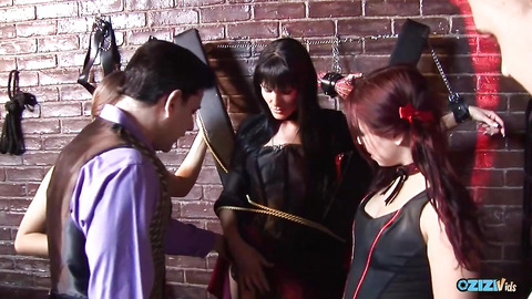 Good looking chicks get their wet cunts pounded in group sex