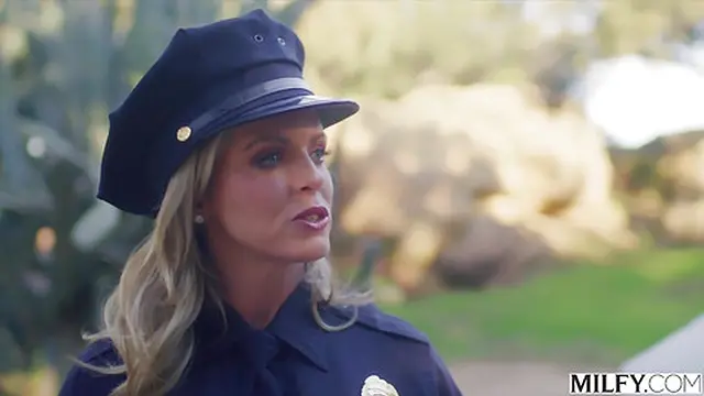 MILFY Hot Officer teaches bad boy a lesson