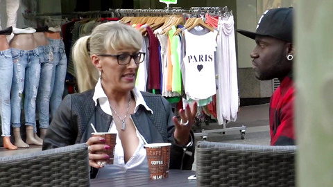 His girlfriend doesnâ€²t want his big black cock, but Blondie does.