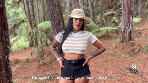 Camping XXX in the woods gets a boner with Mariana Martix