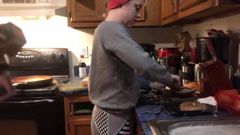 Kitchen Whore Gets F**ked Behind the Countertop While Cooking Up Some Scorching Heat